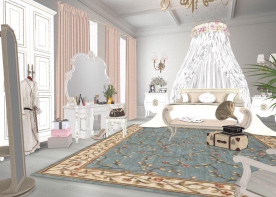 French Chateau Bedroom  Design Rendering