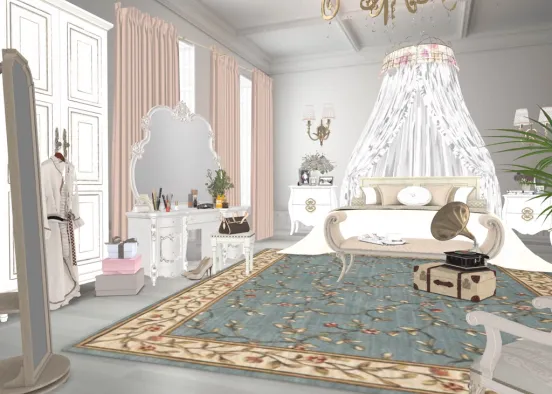 French Chateau Bedroom  Design Rendering