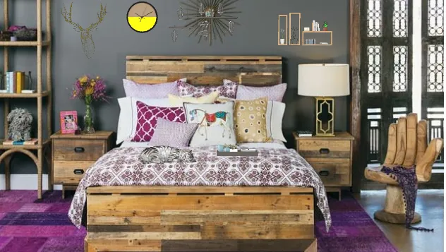Bohemian style bedroom Design Rendering