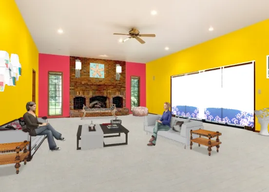 Colorful living room. Design Rendering