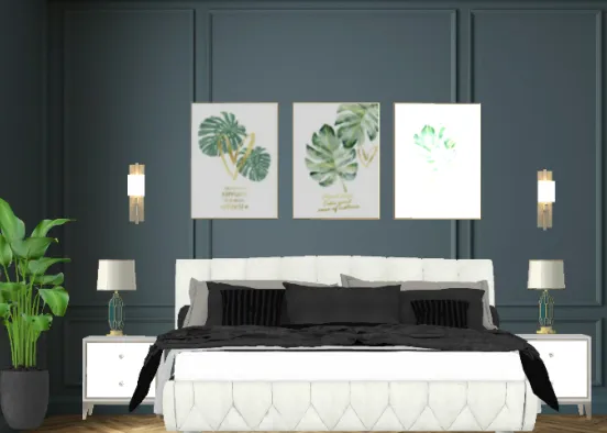 Luxe green bedroom Design Rendering