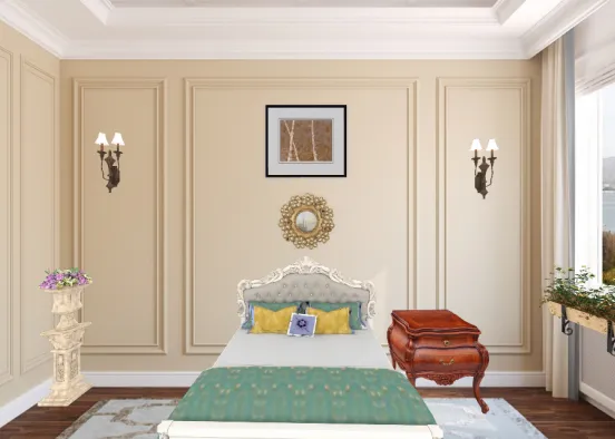 Fancy old fashioned bedroom Design Rendering