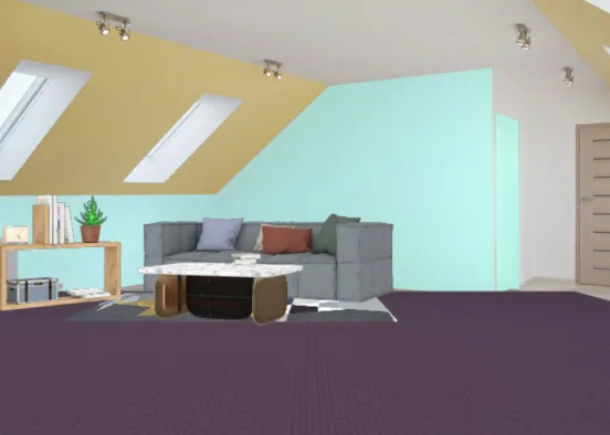 Sala azulada Design Rendering