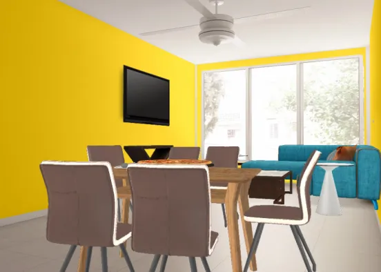 Sala de estar-Comedor Design Rendering