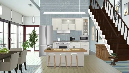 Una cocina distinta en cuanto a la distribución,pero muy funcional,líneas rectas y limpias!