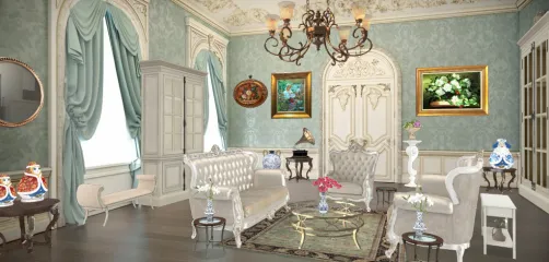Elegí un estilo clásico y elegante,colores claros,asientos solapados y formas asimétricas típicas del estilo ruso rococó 