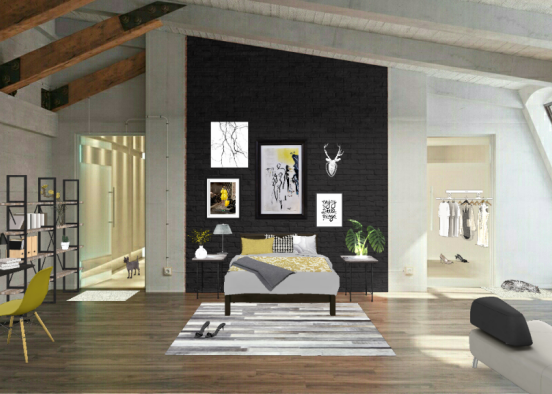 Black And Yellow ( Habitación) Design Rendering