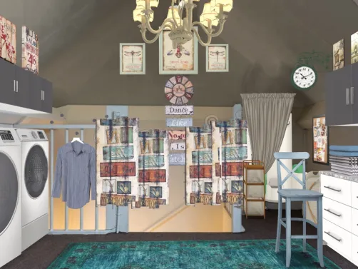 Laundry room in the attic