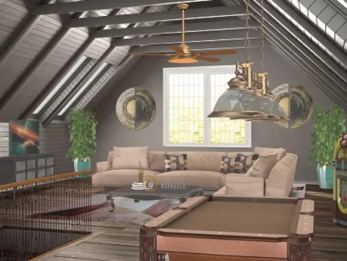 Family room in the attic. 