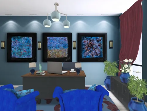 Blue Office  I also add my own art work on the wall. 