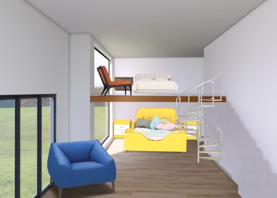 une chambre parents enfants  Design Rendering