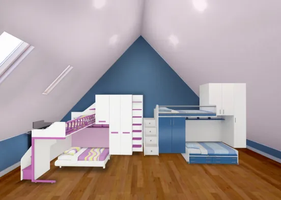 une chambre unisexe pour 4 enfants  Design Rendering