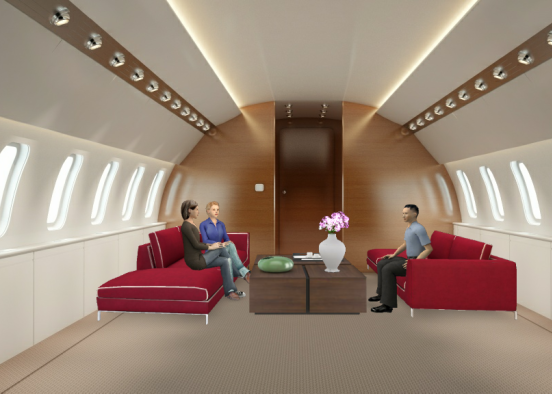Private jet lounge Design Rendering