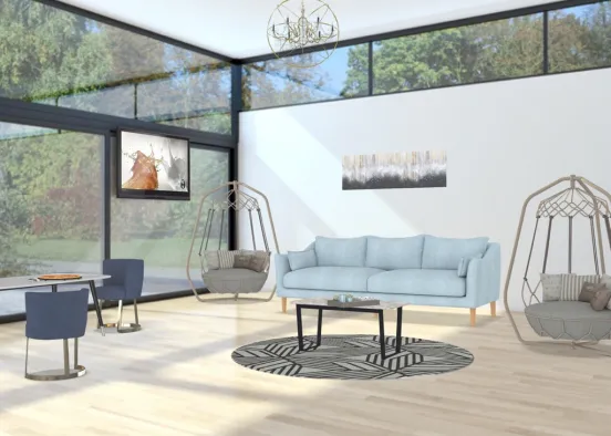 A Modern Living Room Design Rendering