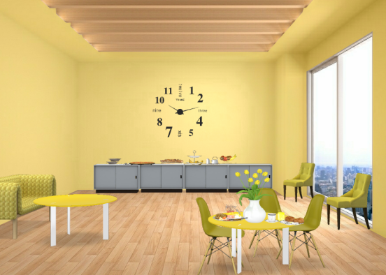 Yellow break room  Design Rendering