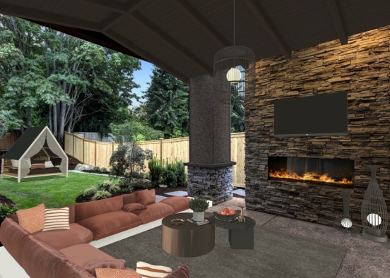 outdoor tv room Design Rendering