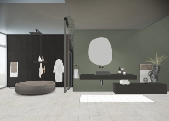 modern sage bathroom Design Rendering