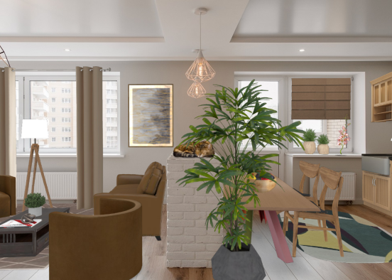 Living room // Kitchen 🌾🐛 Design Rendering