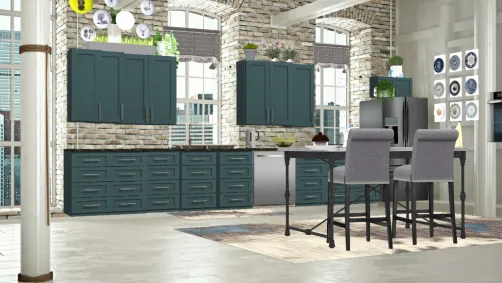 Teal kitchen