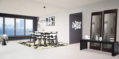 Sala jantar preto e branco