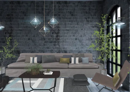 plants and lamps - industrial style Design Rendering