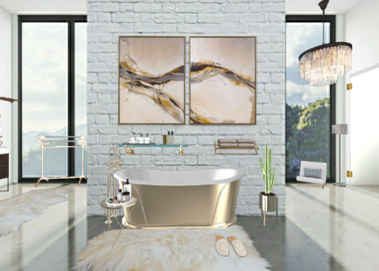 Gold  Bathroom  Design Rendering