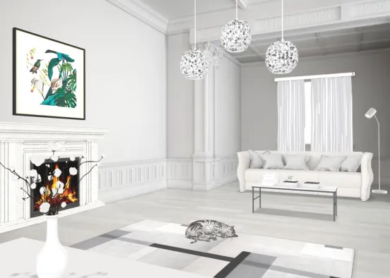 Modern White Room With A Touch Of Color Design Rendering