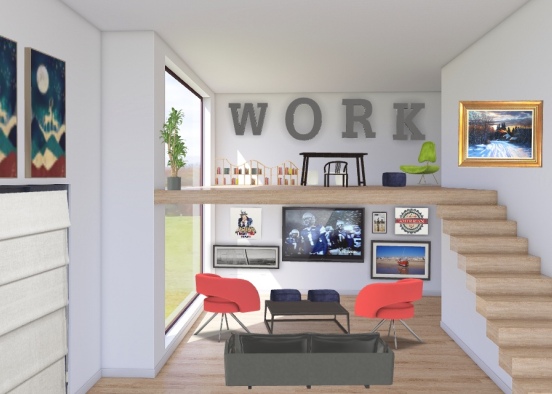man cave and office Design Rendering