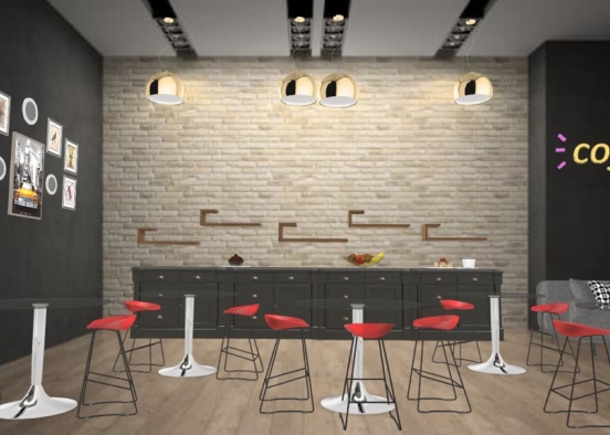 Coffee Bar and Hangout Design Rendering