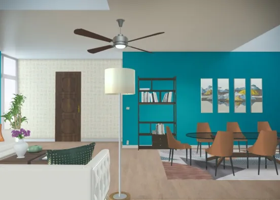 Bright Living Room Design Rendering