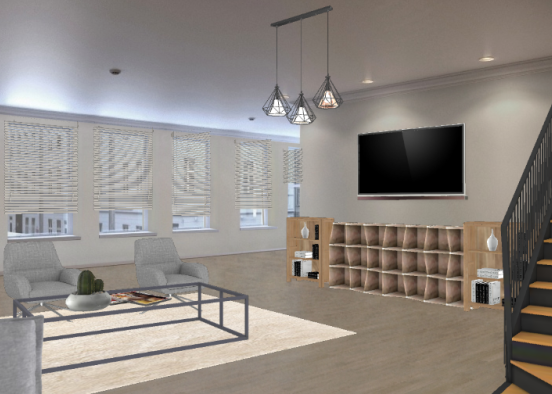 Warm living room  Design Rendering