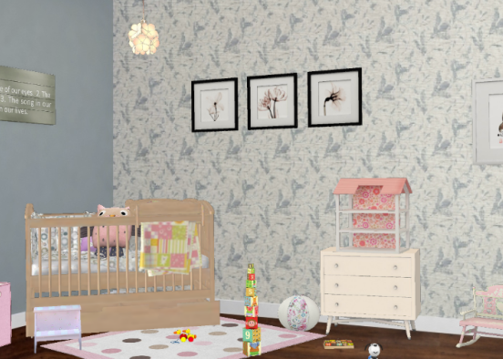 Pink and grey baby room Design Rendering