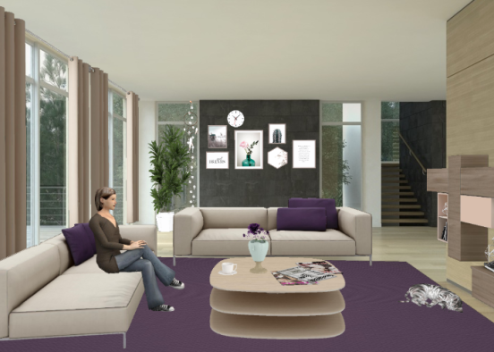Living room 💜💜💜💜💜 Design Rendering