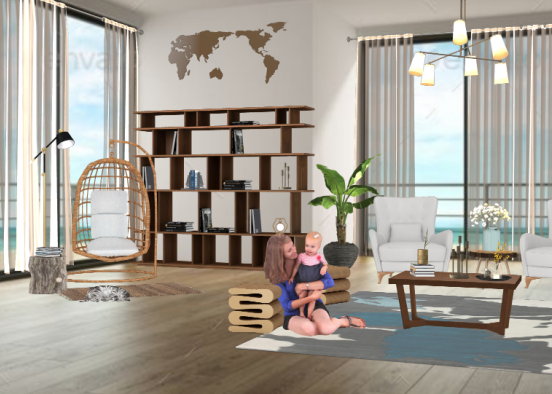 Simple And cozy wood living room💕 Design Rendering