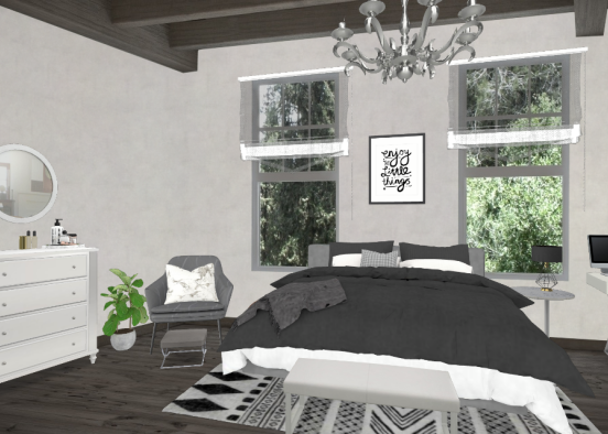 Dormitorio grisaceo Design Rendering