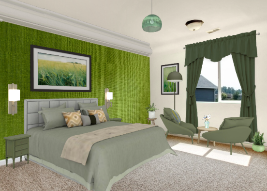 Green hotel room 💚 Design Rendering