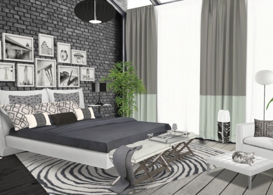 Black, White and Grey Relaxation  Design Rendering