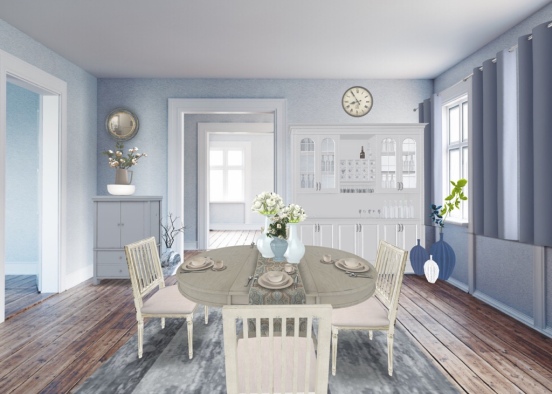 Shades Of Blue Dining Room  Design Rendering