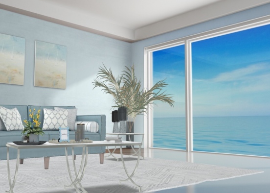 Beach House Living Room Design Rendering
