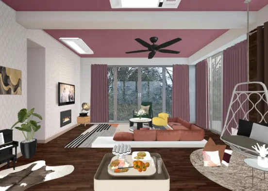 Sophisticated living room Design Rendering