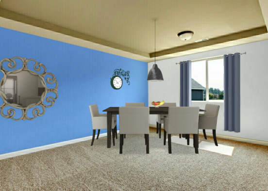Dining room blue Design Rendering