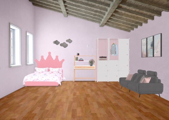 bed room pink Design Rendering