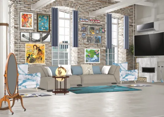 The Living Room Design Rendering