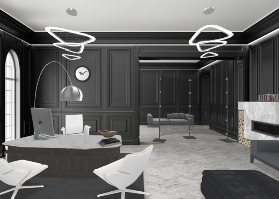 Office black and white  Design Rendering