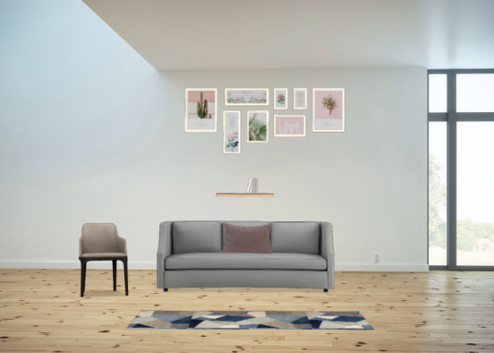 Orginized and calm  Living room Design Rendering