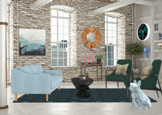 Living room loft Design Rendering