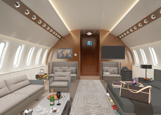 luxury private jet Design Rendering