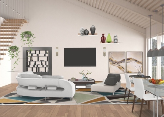living room in relax Design Rendering