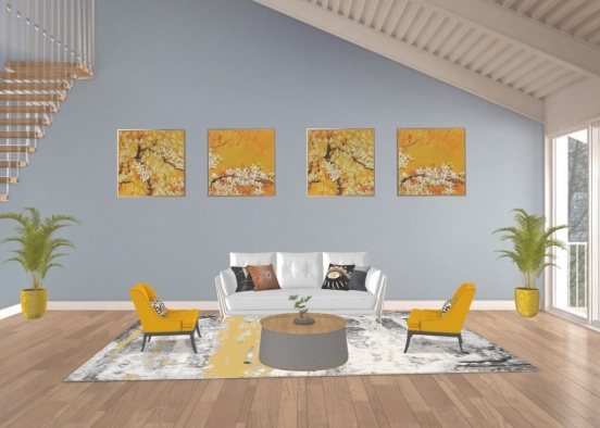 yellow living room! Design Rendering