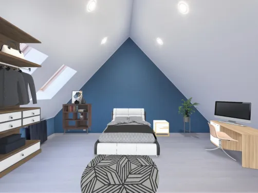 modern attic bedroom